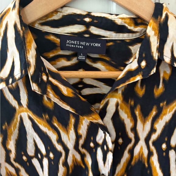 Vintage Animal Print Blouse  Button Down Large grunge boho indie whimsy 90s - Picture 6 of 9